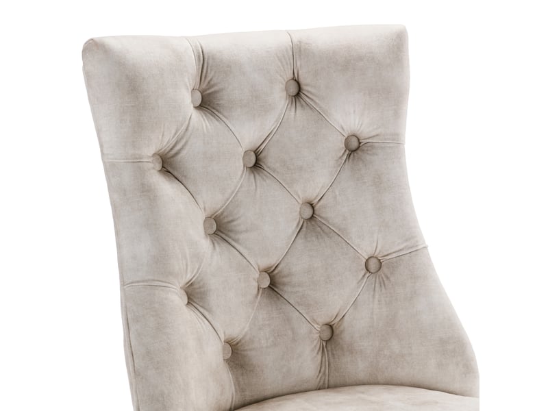  Lot de 4 chaises de salle à manger,avec dossier haut,velours,beige clair  - Conforama D