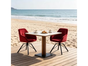 Lot de 2 chaises de salle à manger 57x50x82,5cm pivotantes 360° avec accoudoirs en métal rouge vin