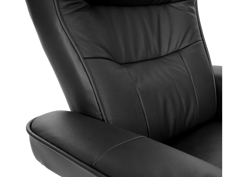  Robas lund fauteuil relax montreal, fauteuil de télévision, tabouret, cuir, charge 130kg - noir, doré  - Conforama C