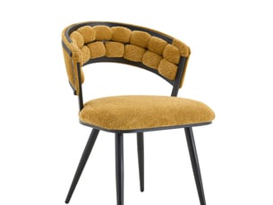 Lot de 2 chaises de salle à manger en velours jaune avec pieds en métal noir