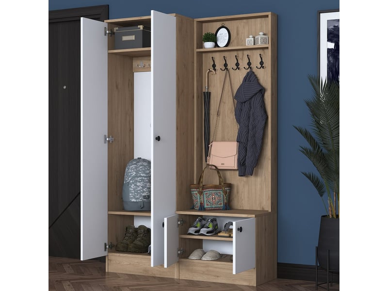  Wedor meuble d'entrée avec portemanteau et rangement à chaussures  - Conforama E