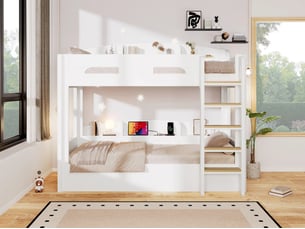 Lit superposé 90x200 cm <strong>BIQZUYA</strong> <strong></strong> coloris blanc