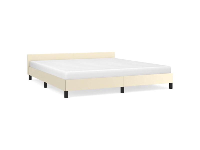  Lit double- lit adulte -  cadre de lit avec tête de lit sans matelas crème 180x200 cm  - Conforama A