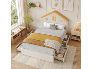 Lit cabane 140x200 cm <strong>HAUSS SPOLE</strong>  <strong></strong> coloris beige