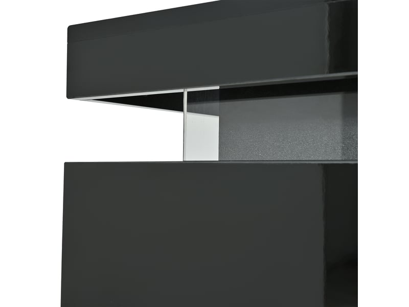 Buffet de cuisine haut noir brillant 140x72.5cm, 2 portes et 3 tiroirs, meuble rangement moderne sans poignées pour salon ou entrée - Conforama W