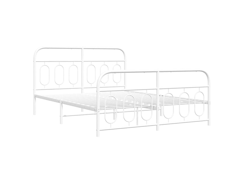  Lit double- lit adulte -  cadre de lit métal sans matelas et pied de lit blanc 150x200 cm  - Conforama B
