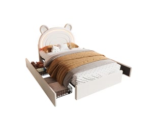 Lit avec rangement 90x200 cm <strong>HAUSS SPOLE</strong> <strong></strong> coloris beige