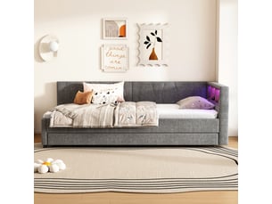 Lit gigogne 90x200 cm <strong>OXEZA</strong>  <strong></strong> coloris gris