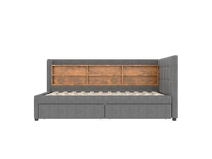 Lit banquette 90x200 cm <strong>ZOVIRA</strong>  <strong></strong> coloris gris