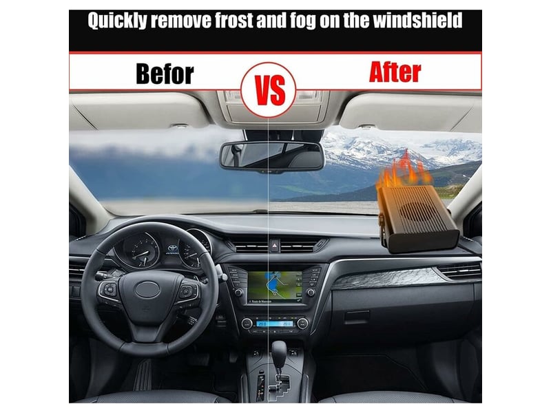  Chauffage de voiture 2 en 1 12v 150w dégivreur de pare-brise portable à dégivrage rapide et rotatif à 360 degrés avec prise allume-cigare (noir, multicolore - réf. Szpb658563jjzj  - Conforama D