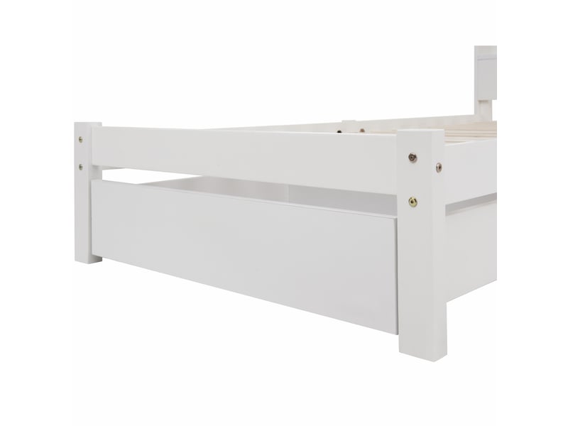 Lit coffre 90x200 avec tiroirs sur roulettes et tête de lit bibliothèque pour rangement optimisé chambre enfant blanc - Conforama R
