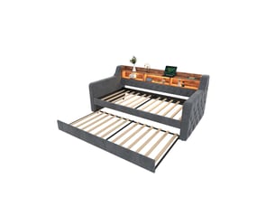 Lit banquette 90x190 cm coloris gris