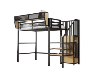 Lit mezzanine 90x200 cm <strong>MERAX</strong> <strong>lit enfant noir</strong> coloris noir