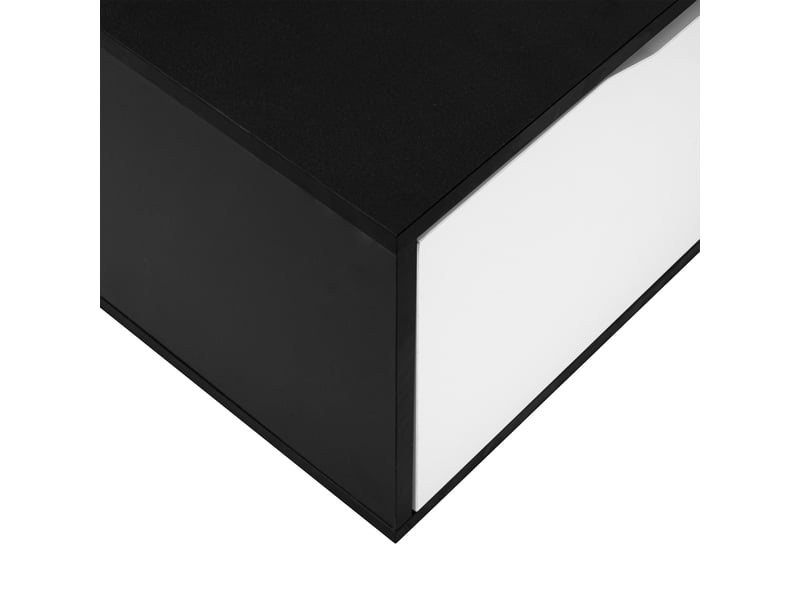  Meuble tv 180x35x30 cm design moderne, éclairage led 16 couleurs, rangement, mdf et panneau de particules, noir et blanc  - Conforama E