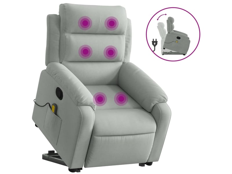  Fauteuil relax, fauteuil de massage inclinable gris clair velours shl26079  - Conforama A