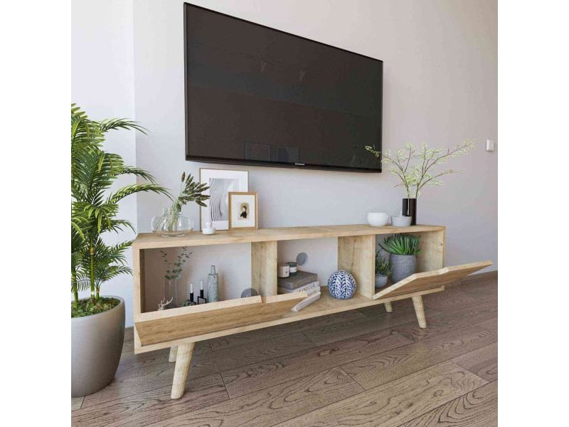  Meuble tv 2 portes en aggloméré siena chêne  - Conforama D