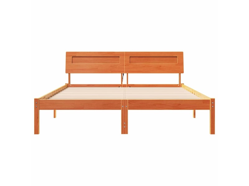  Lit double- lit adulte -  cadre de lit avec tête de lit brun  150 x 200 cm pin massif  - Conforama D