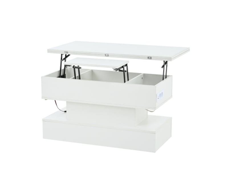  Table basse moderne 100×50×51.5cm multifonction avec led, prise électrique et ports usb-cusb, table relevable  - Conforama D
