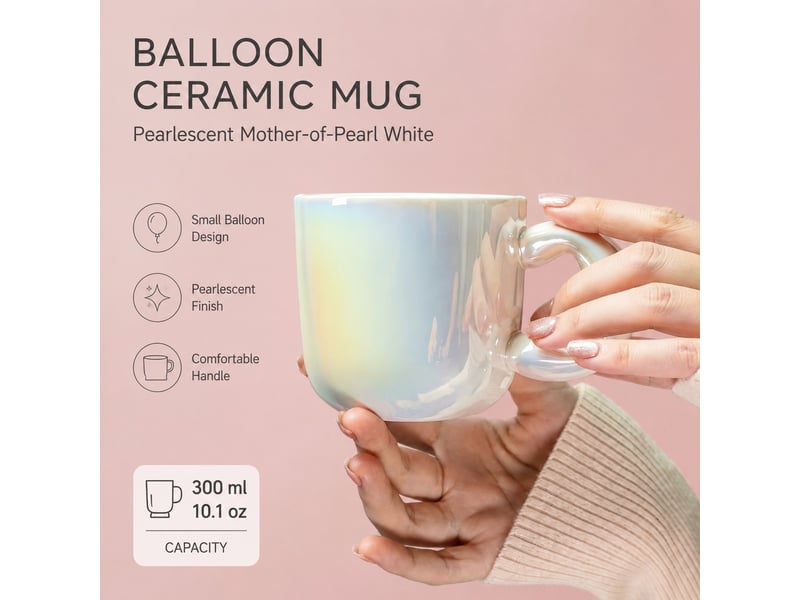  Mug en céramique à forme ballon, irisé, 500 ml  - Conforama C