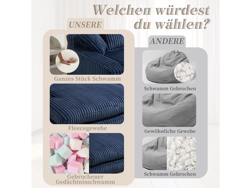  Canapé convertible, canapé-lit – en velours tricoté, coussins inclus, 1 place, bleu, style cloud  - Conforama D