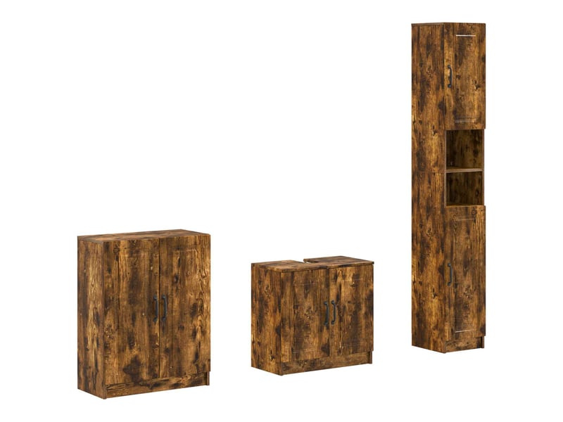  Ensemble de meuble de salle de bain 3 pièces utrecht chêne fumé cf63512  - Conforama A