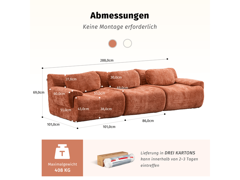 Canapé 3 places compressé au design ondulé, style moderne - Conforama C