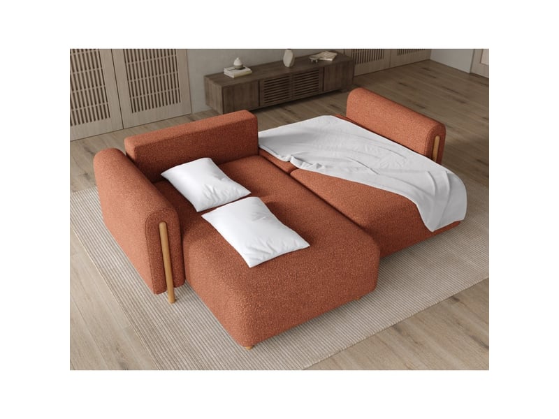  Canapé d'angle convertible arvessa terracotta chenille – angle gauche  - Conforama D