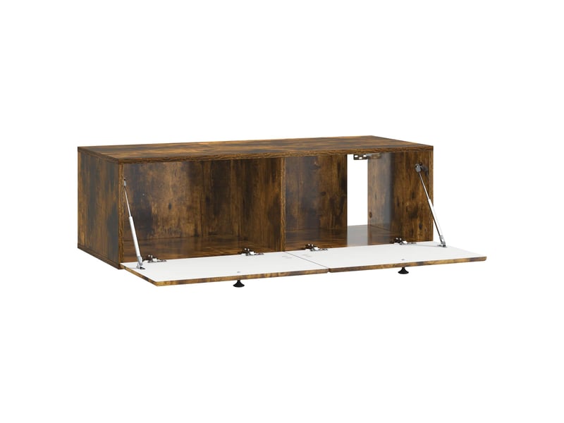  Meuble tv - banc tv - meuble de rangement mural 98 x 41 x 30 cm chêne fumé bois d'ingénierie  - Conforama E
