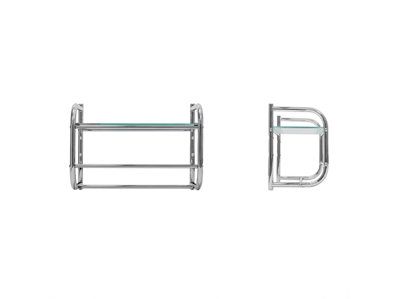 Étagère porte-serviettes murale avec tablette 60 x 20 x 10 cm 2 barres de séchage design élégant en acier chromé 13_0003256  - Conforama E