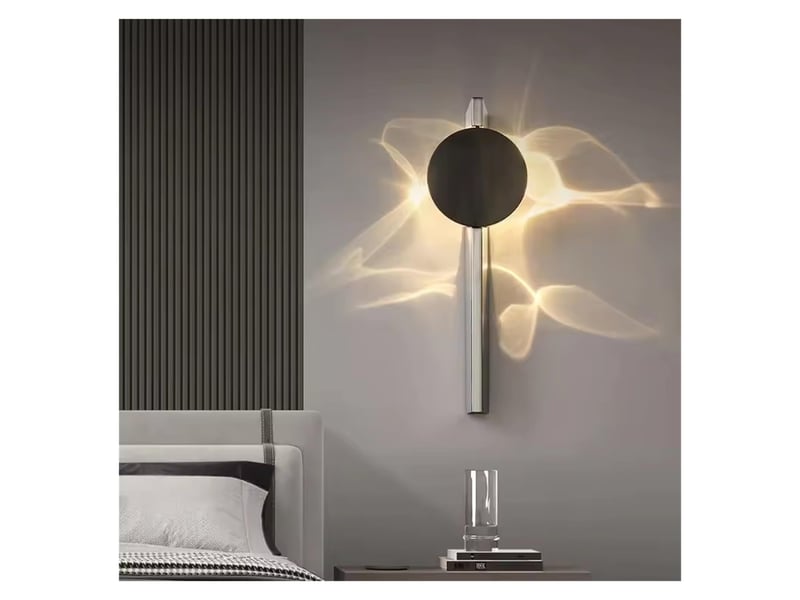  Applique murale rotative en acier inoxydable – jeu d'ombre et lumière, pour salon, chambre et ambiance-modèle 1 - 33 cm  - Conforama D