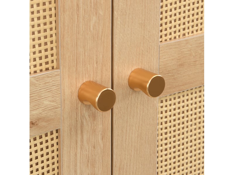  Armoire penderie 80 x 50 x 180 cm naturel mdf, 2 tiroirs, tringle et étagères sur pieds pour chambre  - Conforama E
