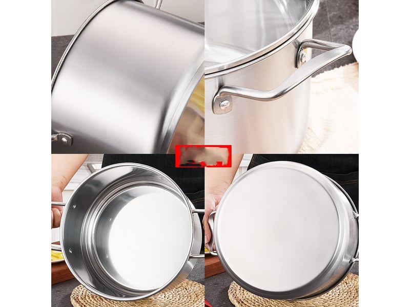  Marmite en acier inoxydable avec couvercle diamètre 25.2cm argenté  - Conforama E