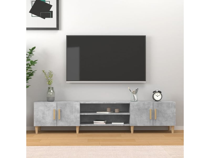  Meuble tv - banc tv - meuble de rangement gris béton 180x31,5x40 cm bois d'ingénierie  - Conforama B