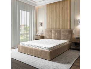 Lit coffre 160x200 cm <strong>MASSENO</strong> <strong></strong> coloris beige