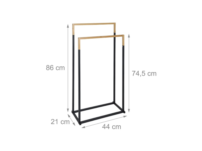 Porte-serviettes sur pied 86 x 44 x 21 cm séchage efficace design décoratif en métal noir 13_0017853  - Conforama B