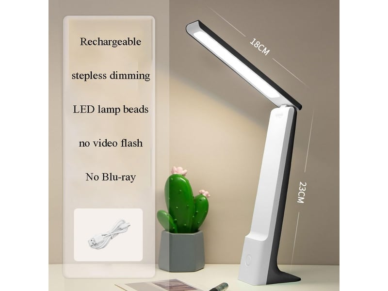  Lampe de chevet pliable avec veilleuse, variateur tactile – 3 modes de couleur, protection oculaire, pour lecture et étude-noir et blanc  - Conforama B