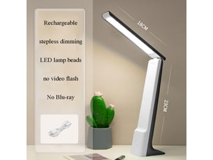 Lampe de chevet pliable avec veilleuse, variateur tactile – 3 modes de couleur, protection oculaire, pour lecture et étude-noir et blanc