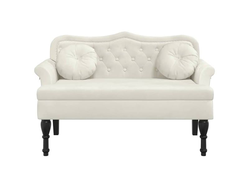  Banc salon, banc interieur avec coussins crème 120,5x65x75 cm velours  - Conforama C