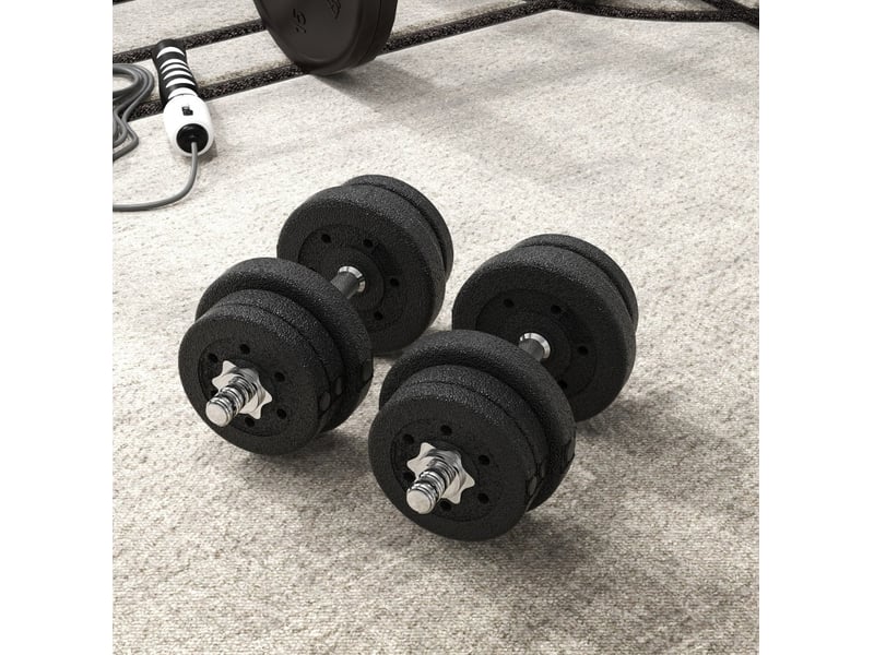 Set d'haltères réglables 25 kg 45x21x21 cm – noir – disques amovibles et poignées antidérapantes pratiques  - Conforama B