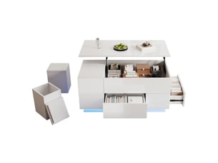 Table basse rectangulaire coloris blanc <strong>FLORAGRACE</strong> <strong></strong> - 50 cmx100 cm