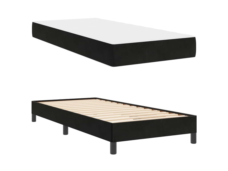  Lit simple- lit adulte -  lit à ressorts avec matelas noir 80 x 200 cm tissu  - Conforama D