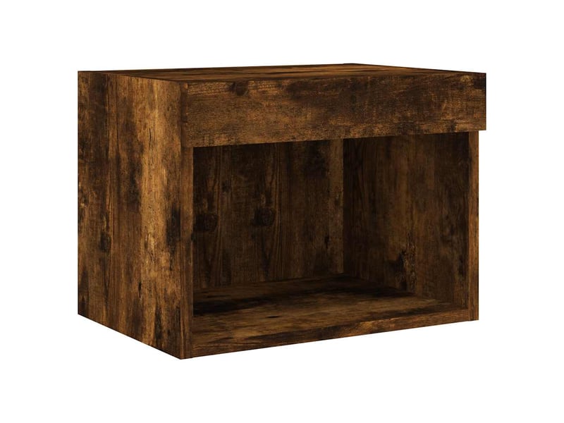 Table de chevet - cabinet de chevet - table de nuit murale avec lumières led chêne fumé - Conforama E