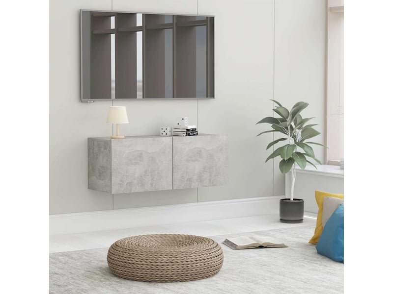  Meuble tv - banc tv - meuble de rangement gris béton 80x30x30 cm bois d’ingénierie  - Conforama B