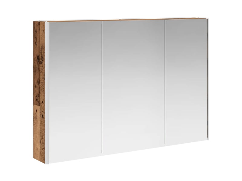 Armoire miroir salle de bain, meuble de rangement bois ancien shl2057 - Conforama E