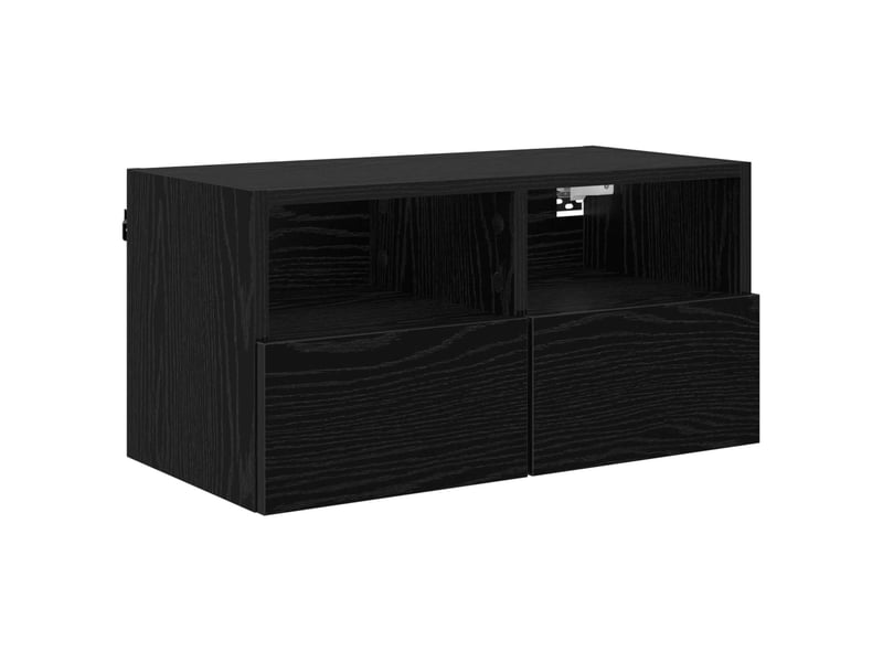  Lot de 2 meuble tv mural, meuble tv suspendu chêne noir bois d'ingénierie shl29573  - Conforama E
