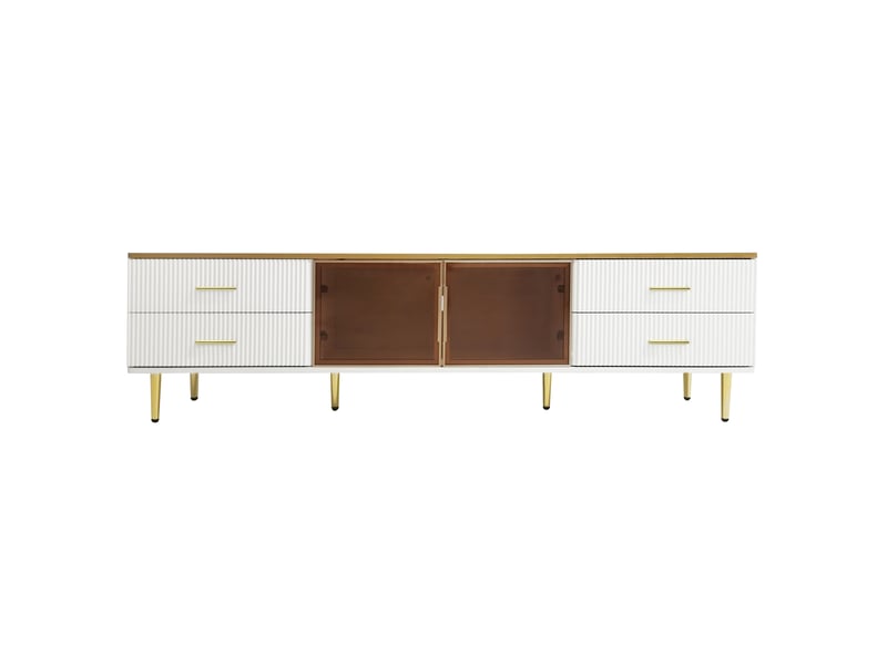  Meuble tv effet marbre 170x37x47,5 cm – 4 tiroirs texturés avec poignées  - Conforama A