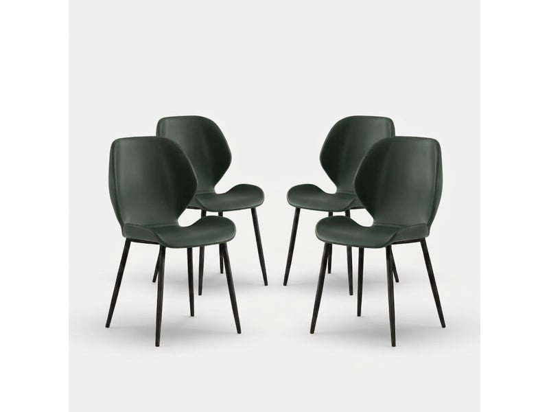  Lot de 4 chaises de salle à manger rembourrées soft-touch callisto - vert foncé  - Conforama A