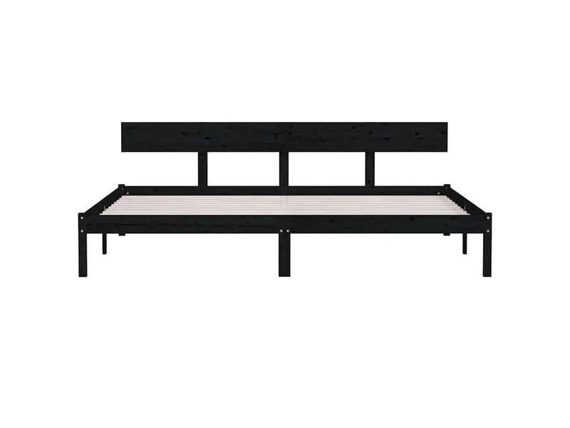  Lit double- lit adulte -  cadre de lit sans matelas noir bois massif  - Conforama C