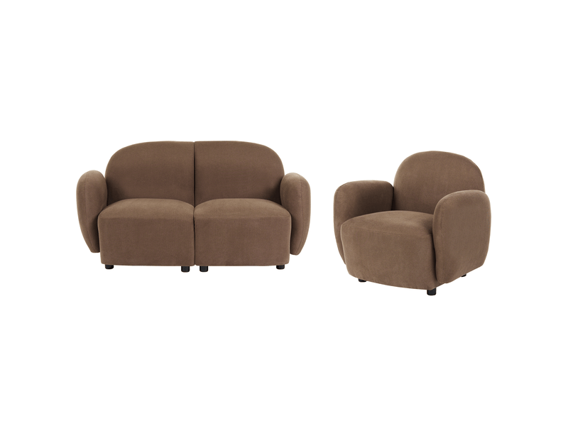  Ensemble de salon 3 places jule tissu marron  - Conforama A