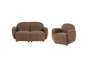 Canapé droit fixe <strong></strong> <strong></strong> 3 places Tissu marron avec coffre de rangement
